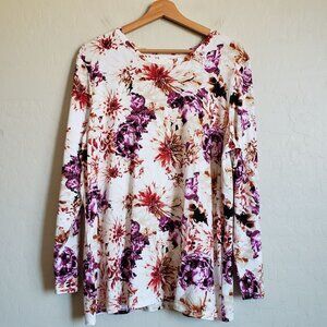 Chico's Touch Of Cool Wild Floral Layering Tee Jersey Knit Multi Size Women's XL